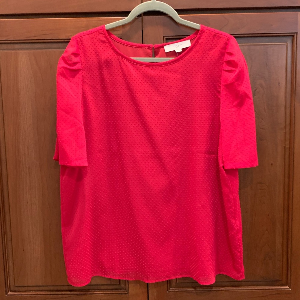 LOFT Pink Puff Sleeve Blouse